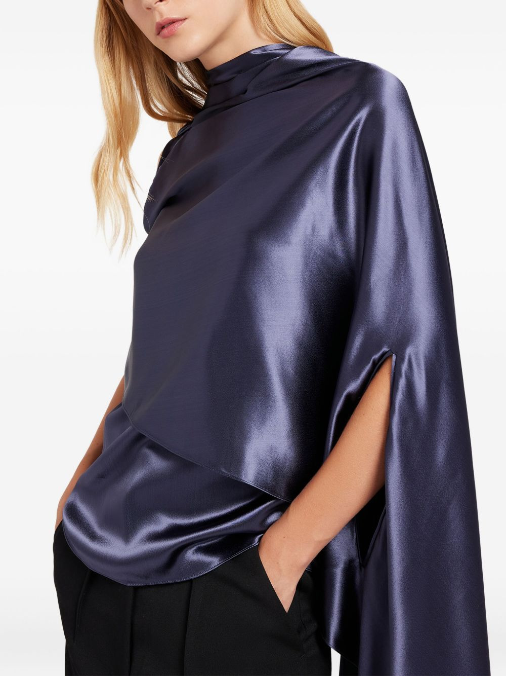 draped satin-effect top - 4