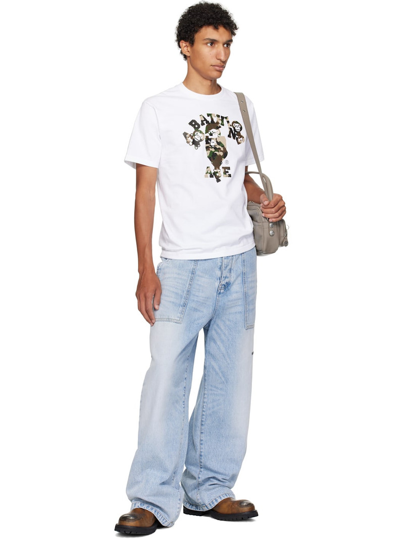A BATHING APE® White Map Camo College Milo T-shirt outlook