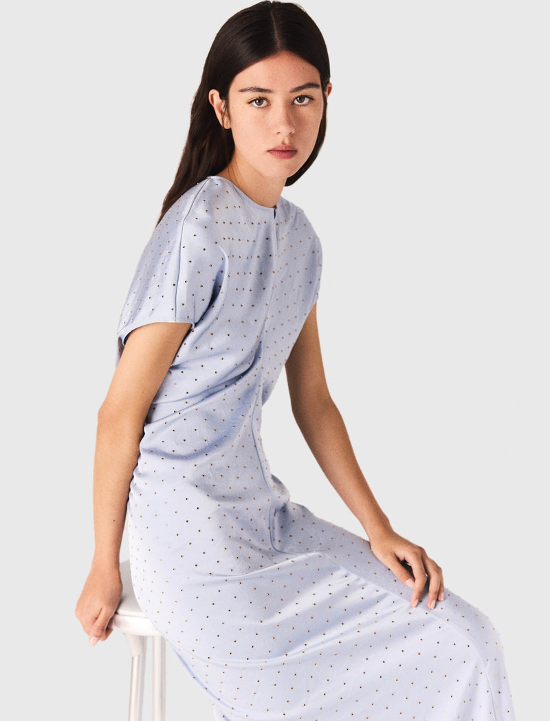 Robe maxi en satin, taille plissée 5