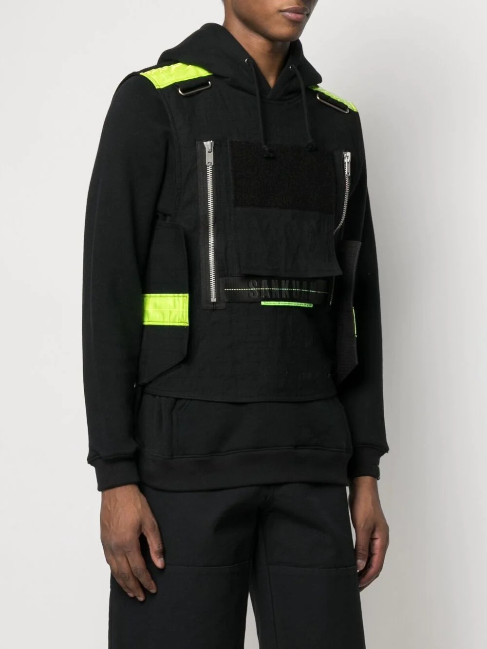 layered reflective-detail hoodie - 4