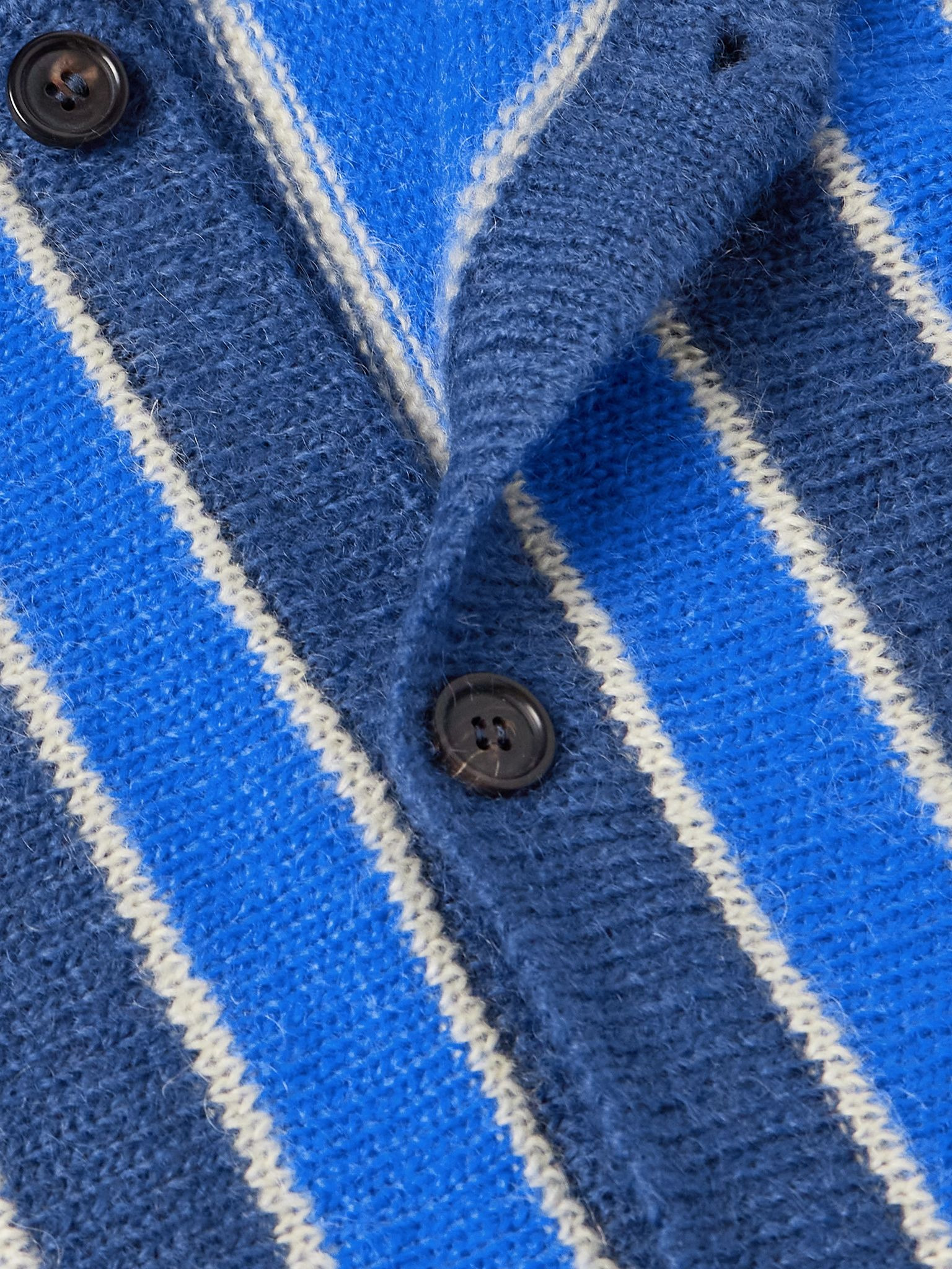 Striped Superkid Mohair-Blend Cardigan Blue - 4