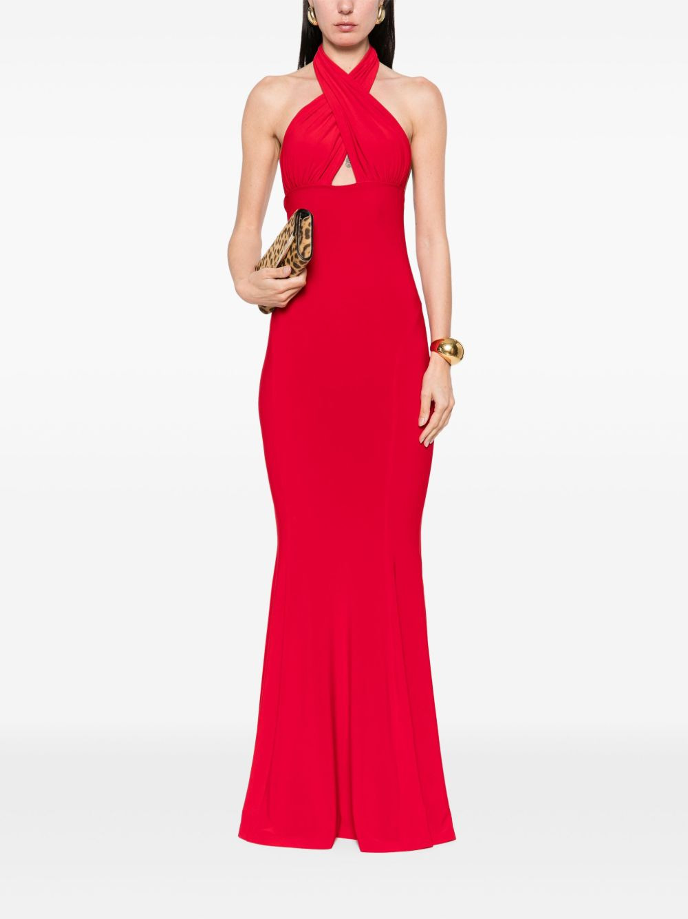 cross halterneck gown - 2