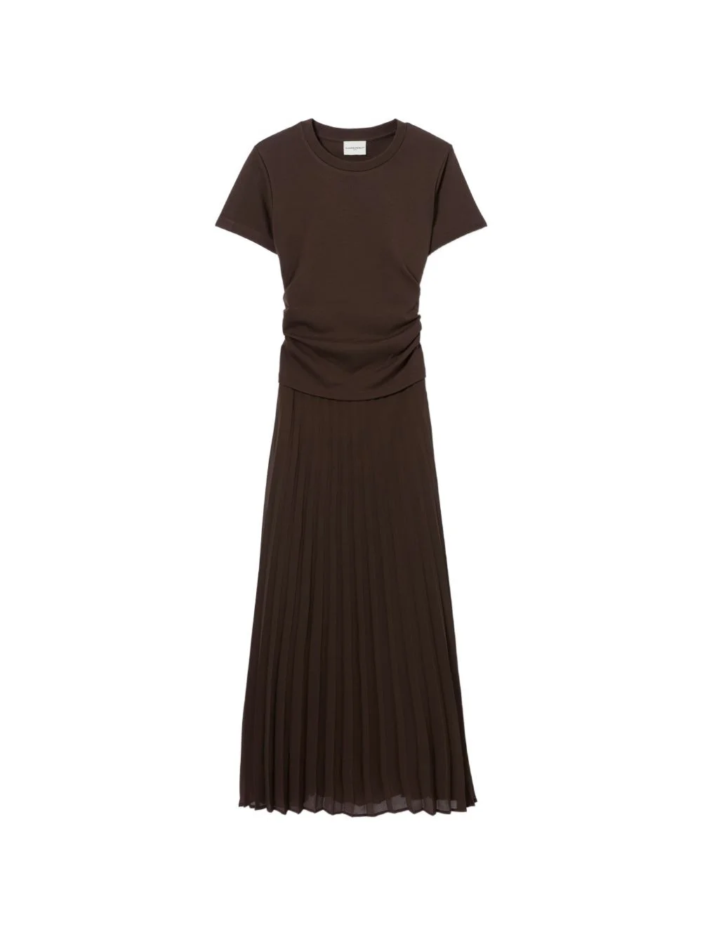 pleated bi-material dress - 1