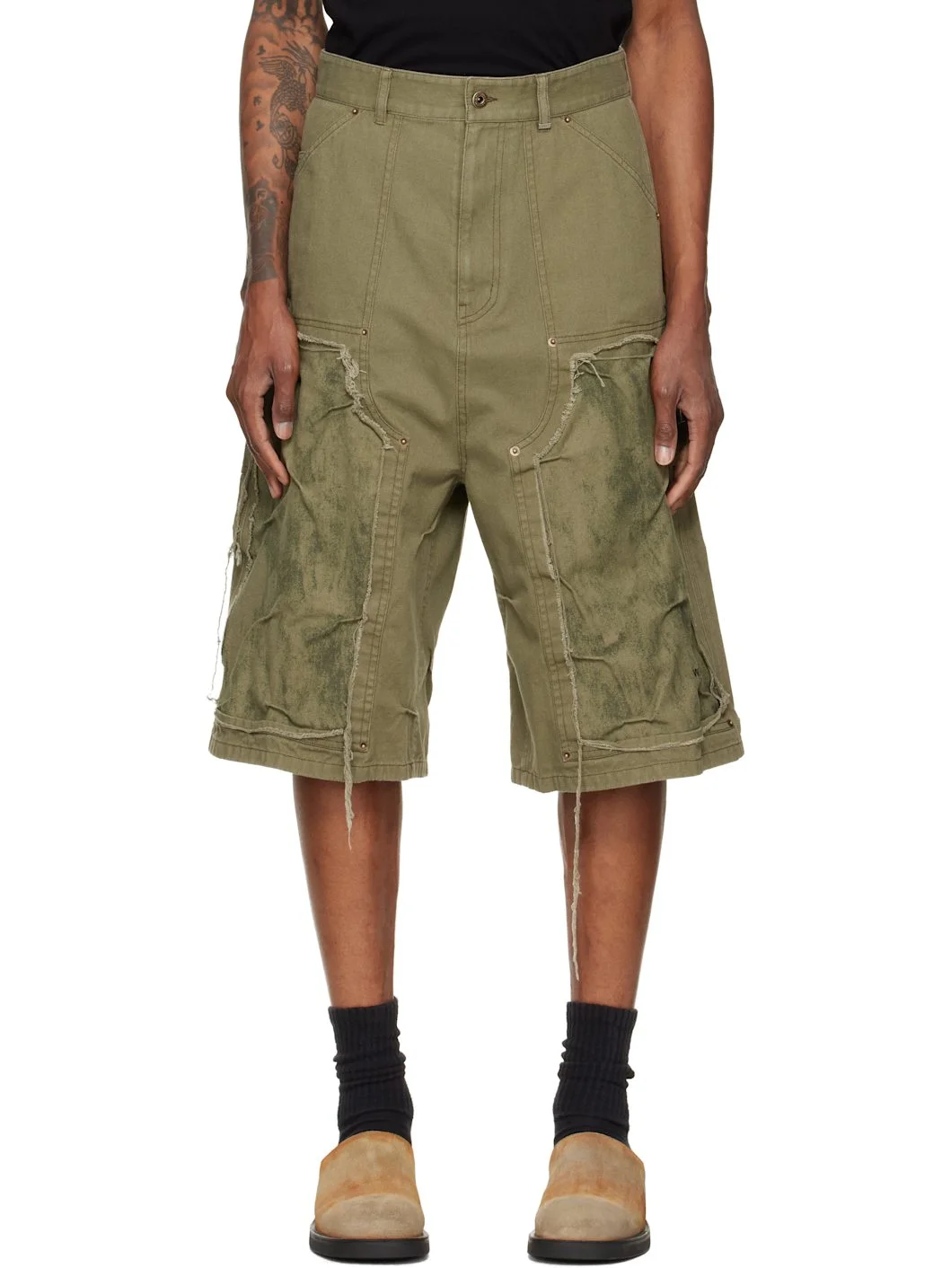 Green Vintage Pinched Work Cargo Shorts - 1
