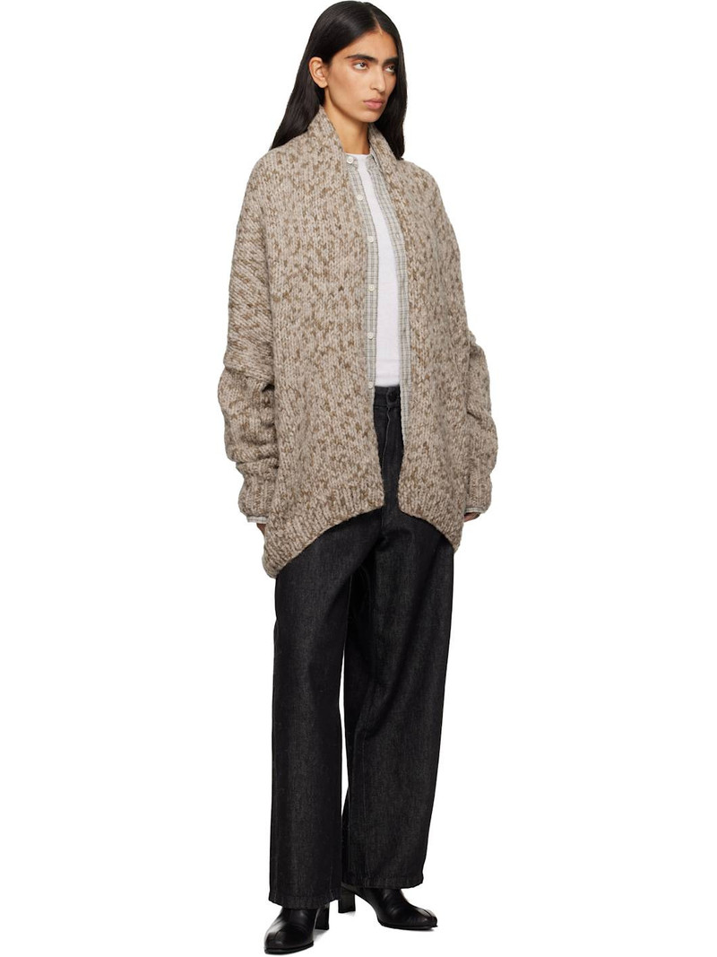 LAUREN MANOOGIAN Beige Handknit Paint L/S Cocoon Cardigan outlook