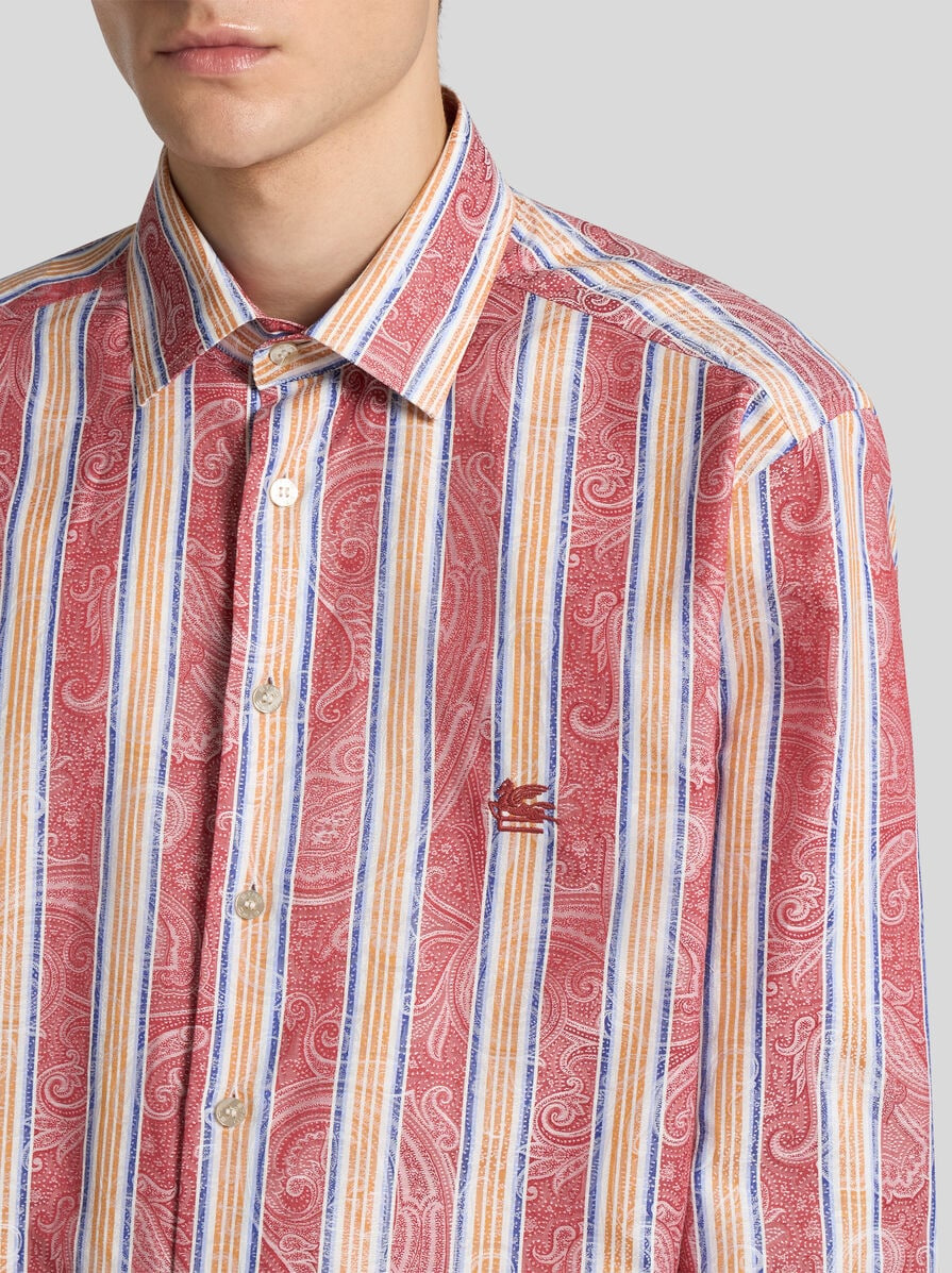 STRIPED SHIRT WITH PAISLEY DETAILING - 3