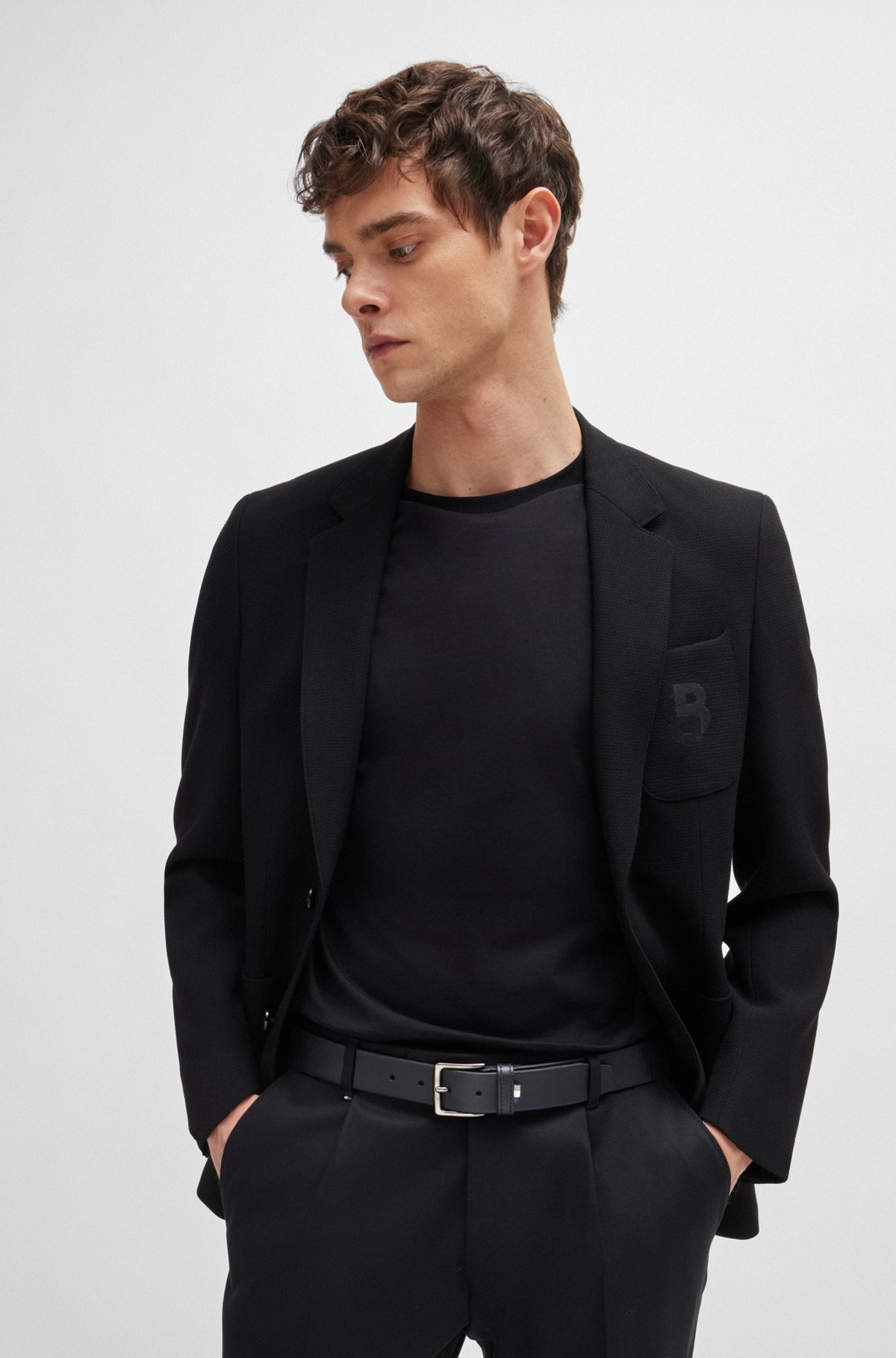 GRAINED ITALIAN-LEATHER BELT WITH SIGNATURE-STRIPE TRIM - 3