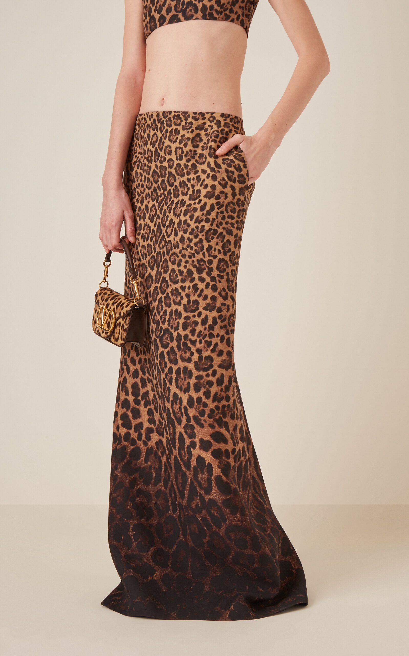 Animal-Print Wool-Silk Maxi Skirt animal - 3