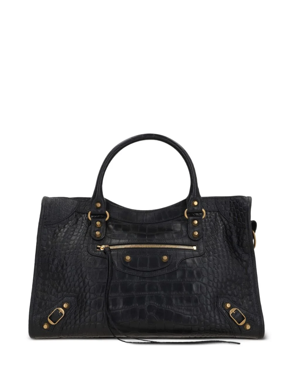 medium Le City crocodile-embossed top-handle tote bag - 1