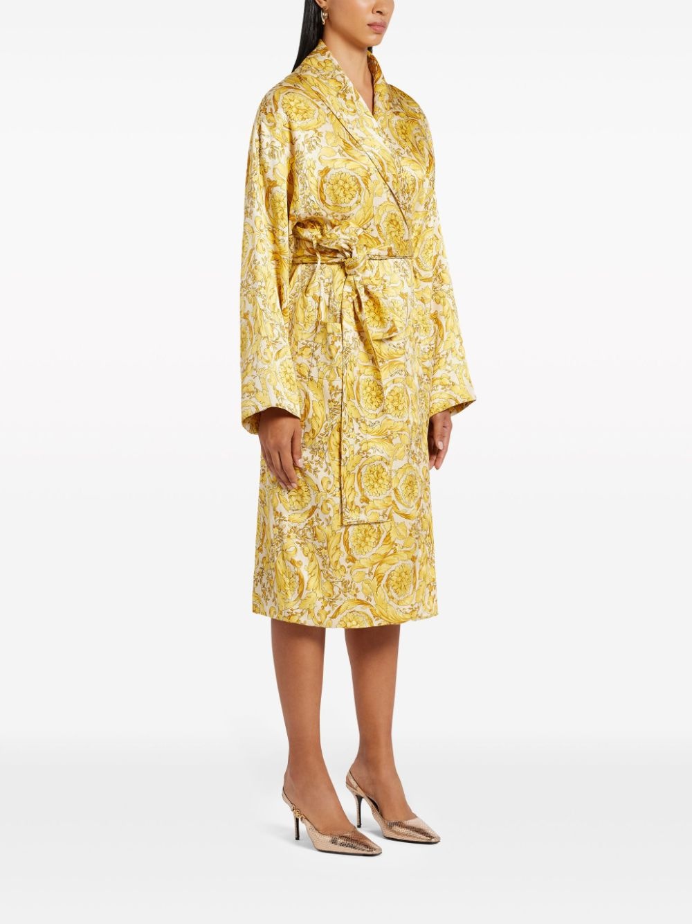 Barocco-print silk-satin robe - 2