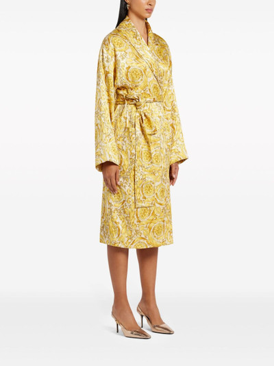 VERSACE Barocco-print silk-satin robe outlook