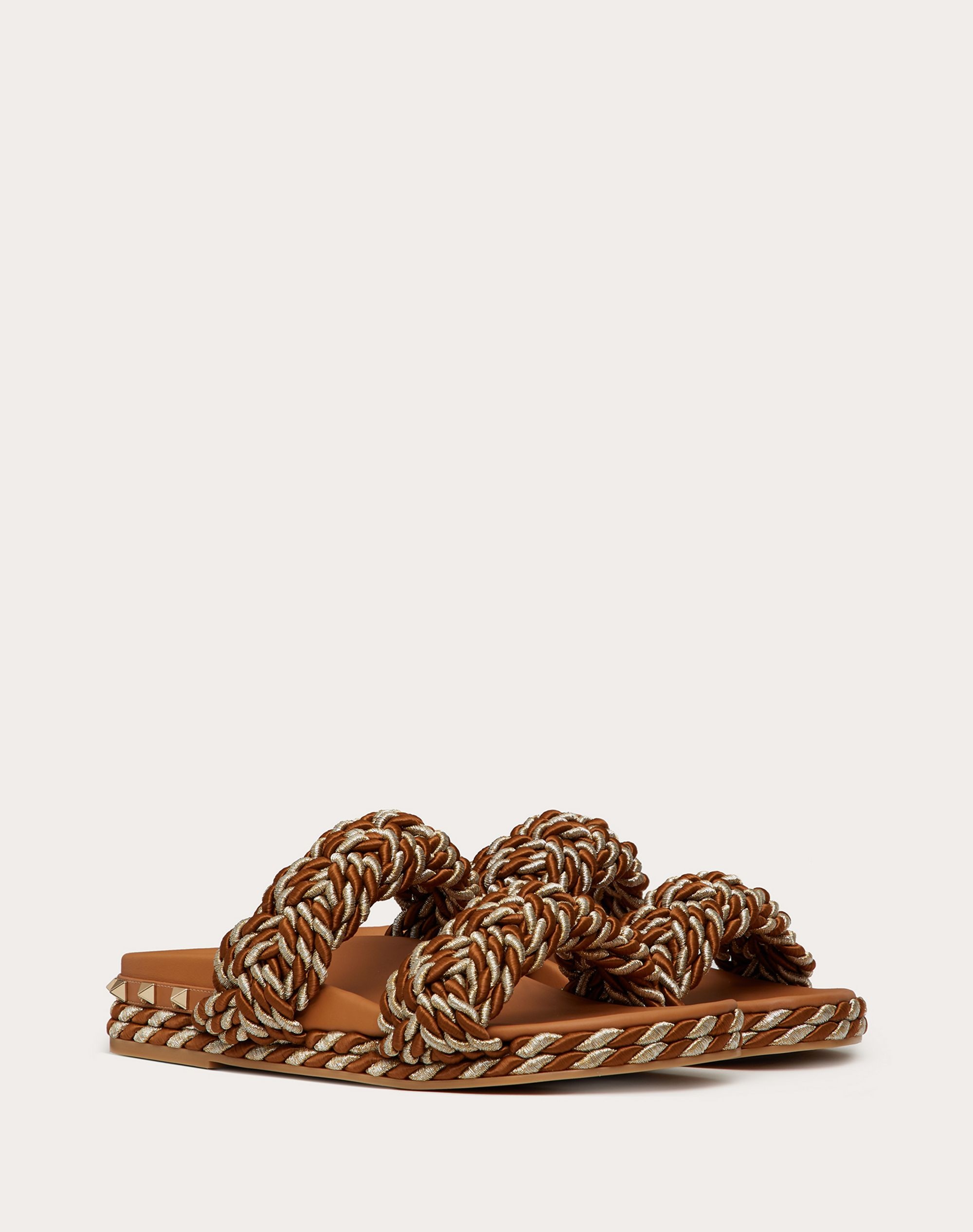 FLAT ROCKSTUD SILK ROPE SLIDE SANDAL - 2