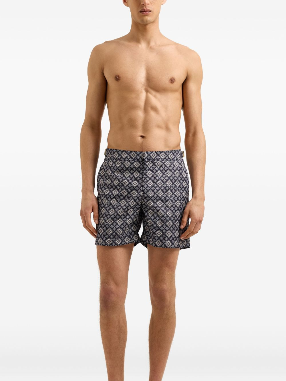 Bulldog geometric-patterned swim shorts - 3