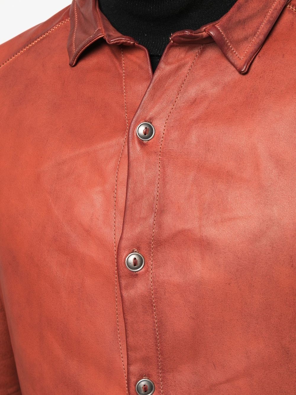 long-sleeve leather shirt - 5