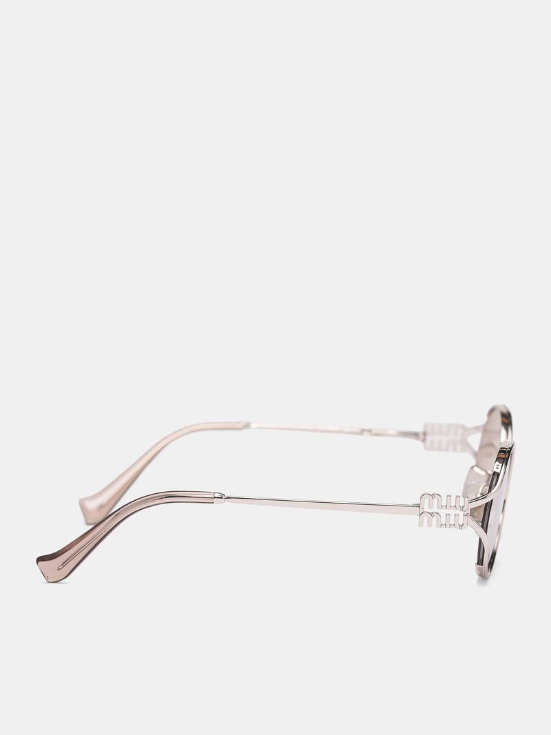Miu Miu Silver MU-52YS Oval Sunglasses outlook