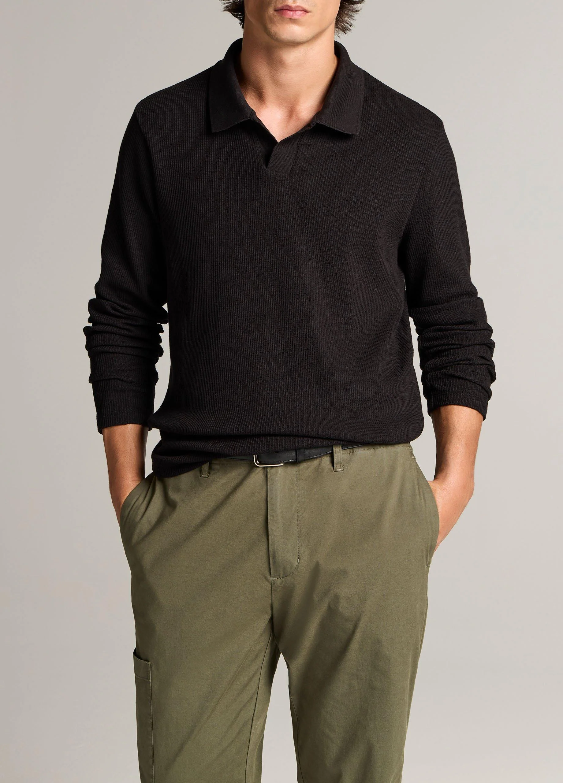 Macro-Rib Cotton Johnny-Collar Shirt - 1