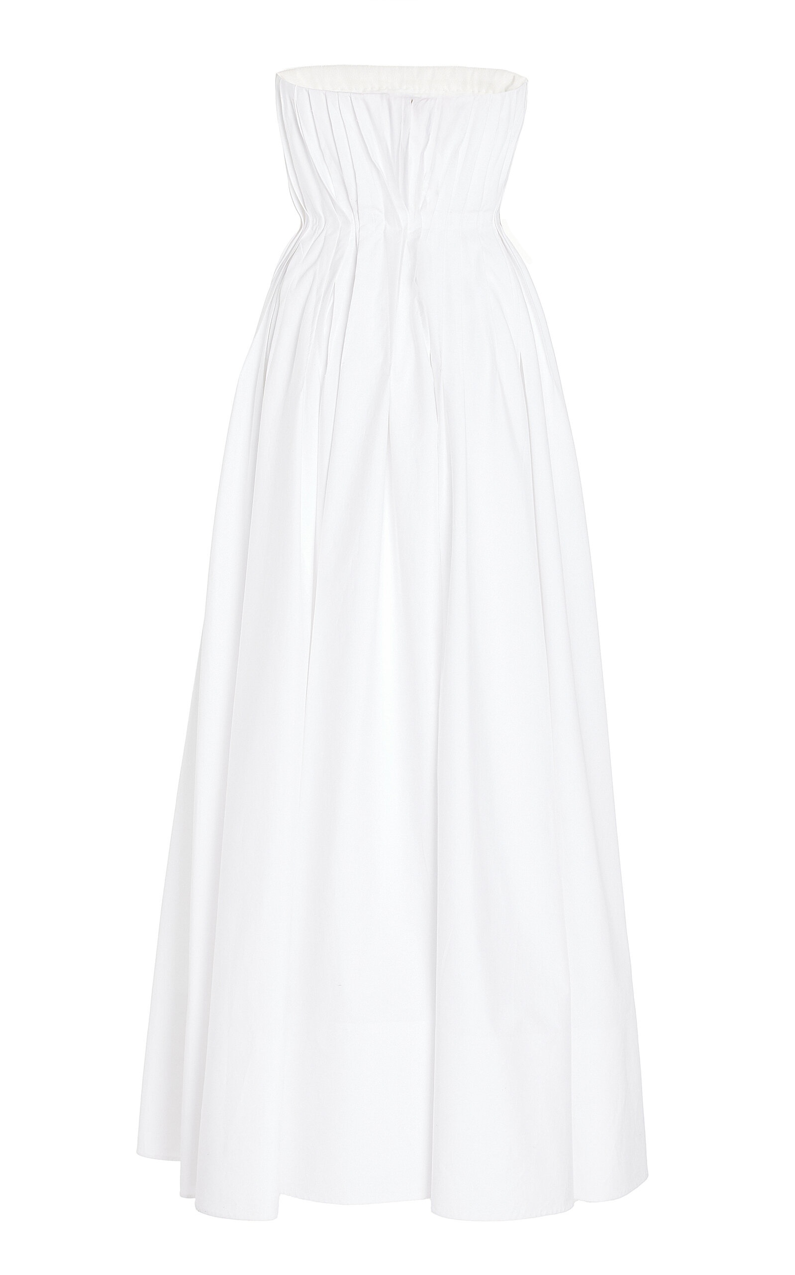 Thalia Strapless Cotton Poplin Maxi Dress white - 3