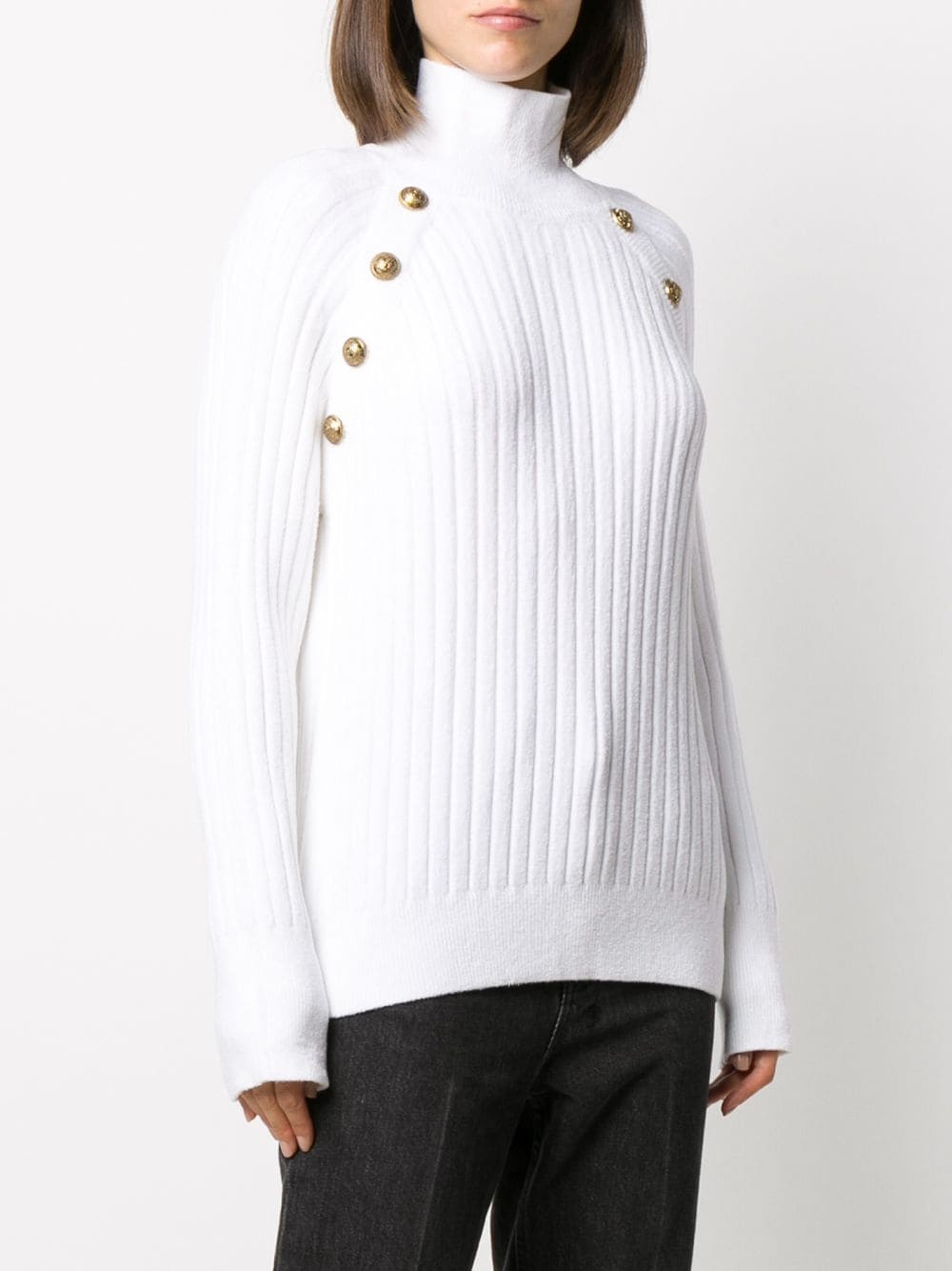 funnel-neck long sleeve jumper - 3