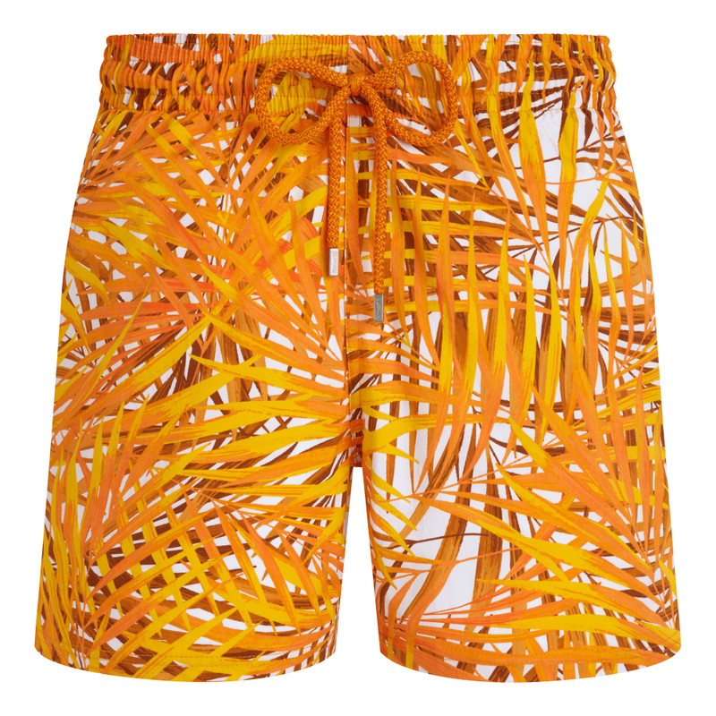 Men Stretch Short Swim Trunks Palm Leaves - 1