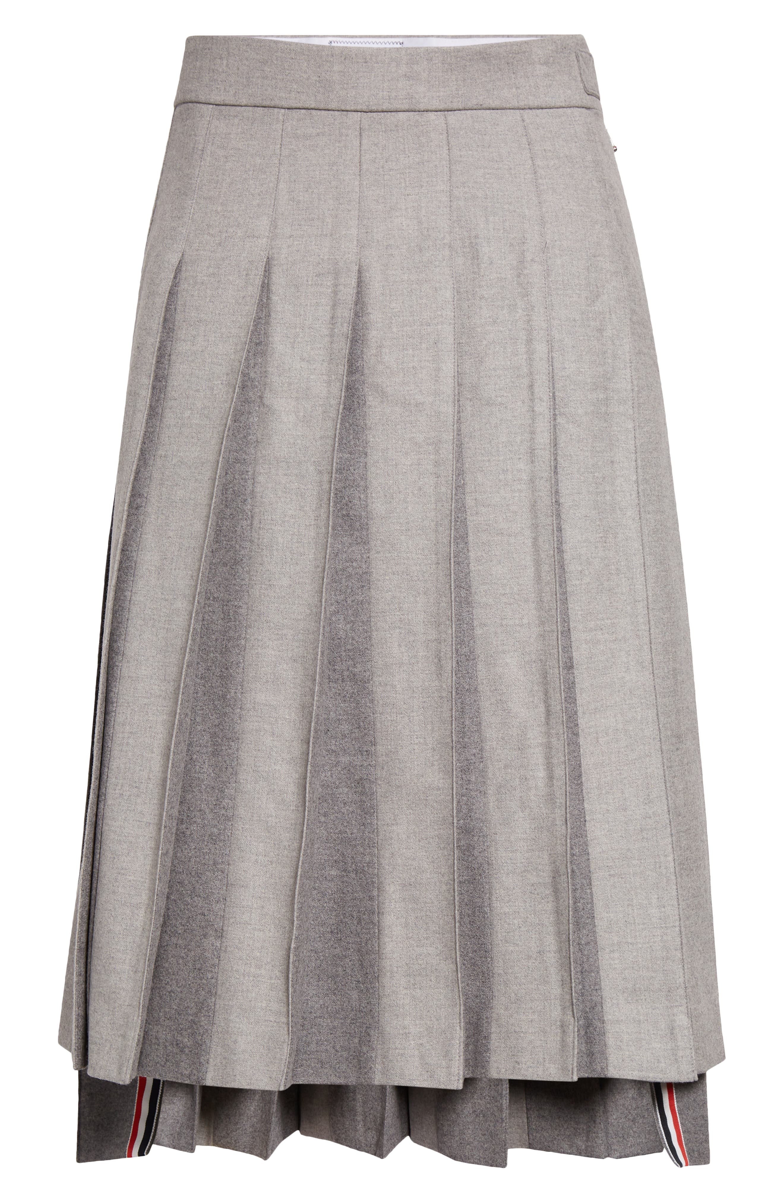 Thom Browne Drop Back Pleated Wool Skirt in Light Grey at Nordstrom - 6