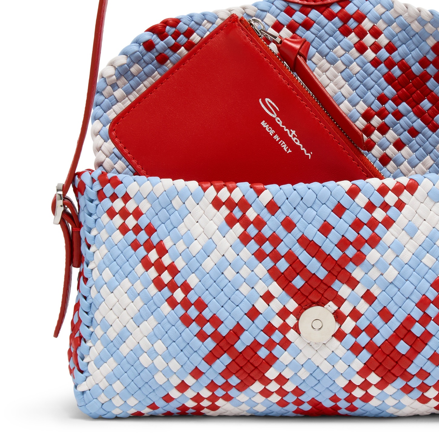 Multicolor leather and raffia shoulder bag - 5