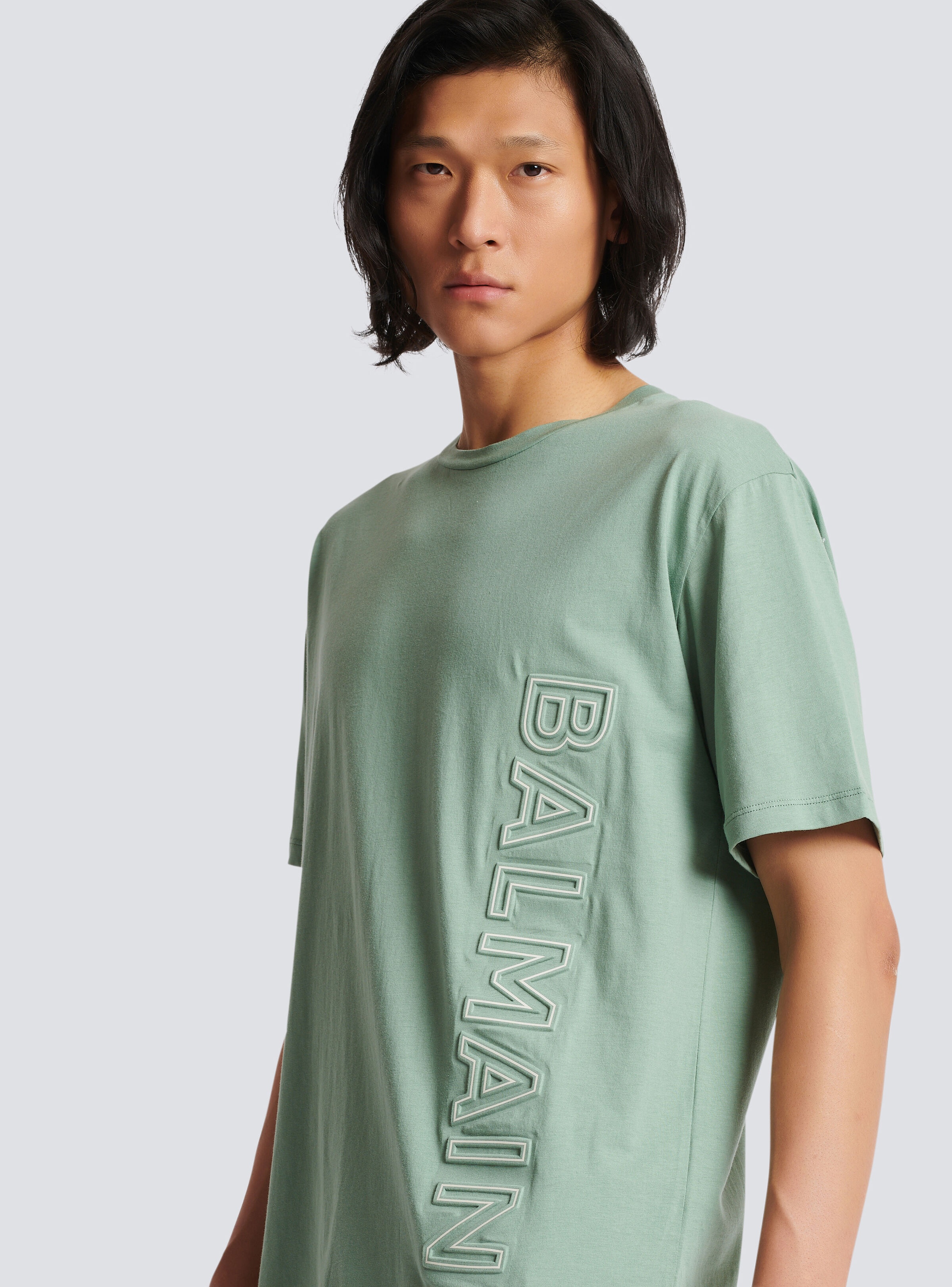 Embossed Balmain logo T-shirt - 6