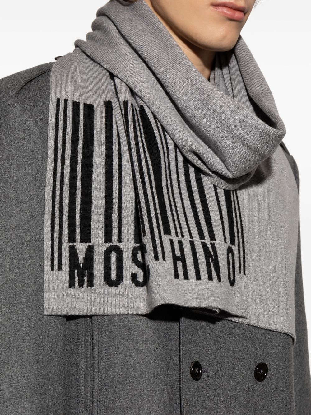 barcode-logo wool scarf - 4