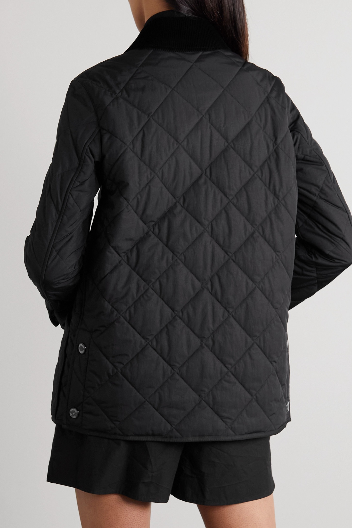 Corduroy-trimmed quilted shell jacket - 4