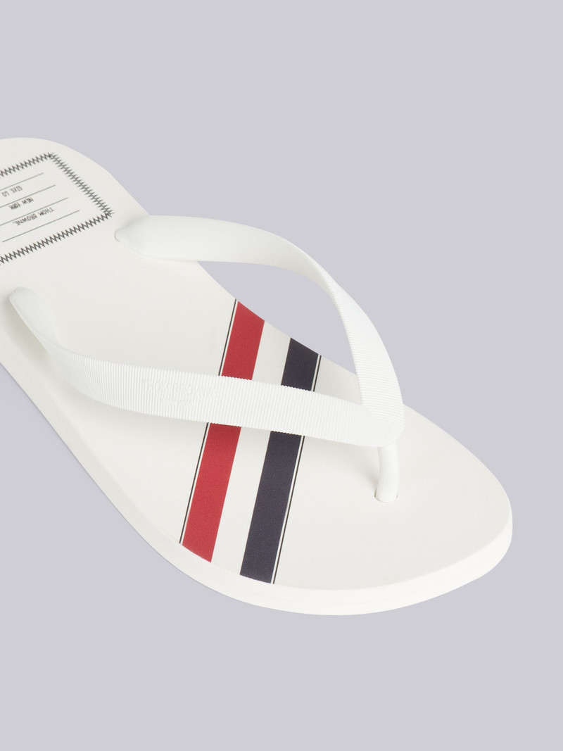 Thom Browne White Molded Rubber Stripe Flip Flop outlook