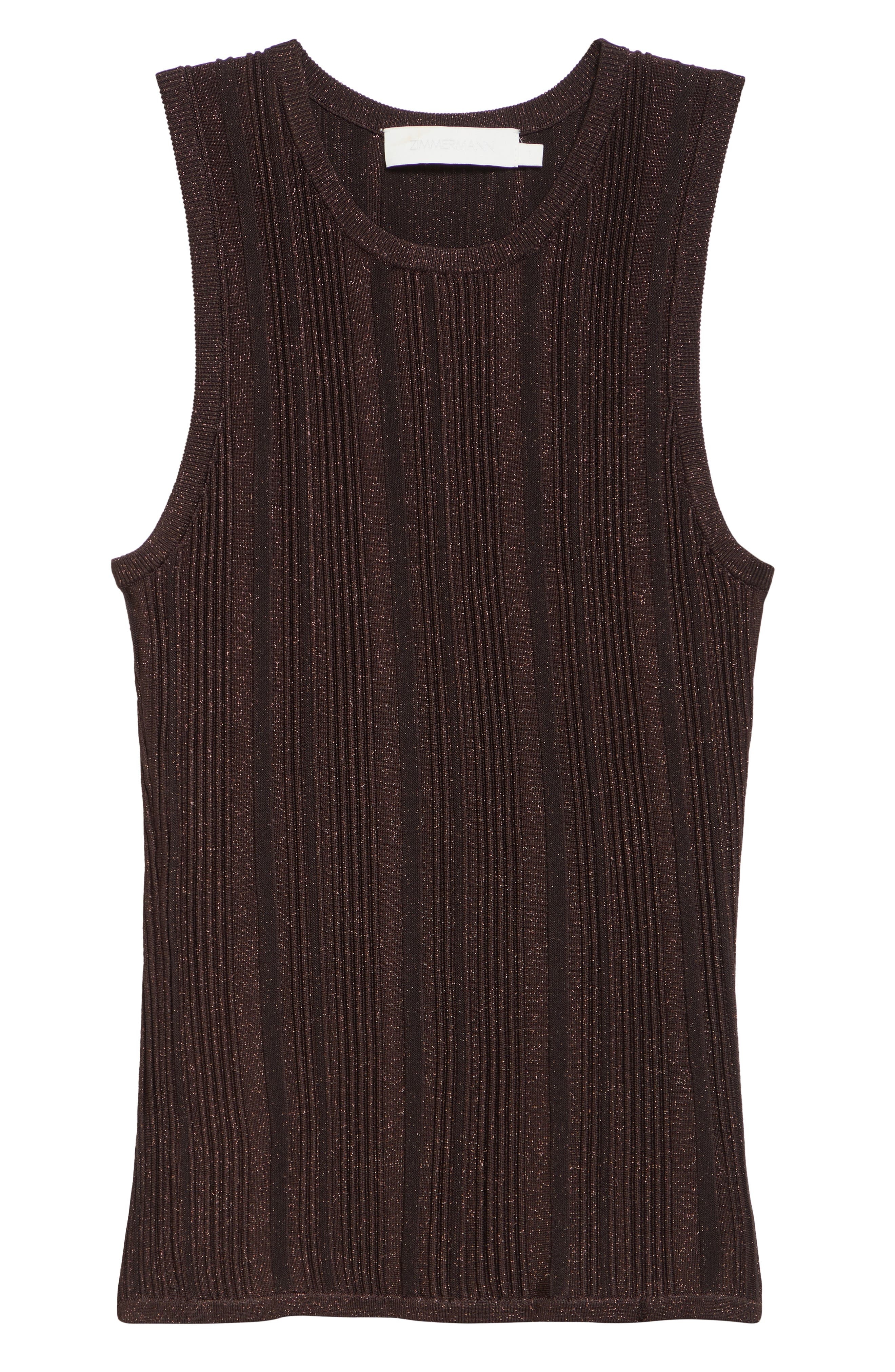 Zimmermann Lucky Metallic Rib Tank in Metallic Chocolate at Nordstrom - 6