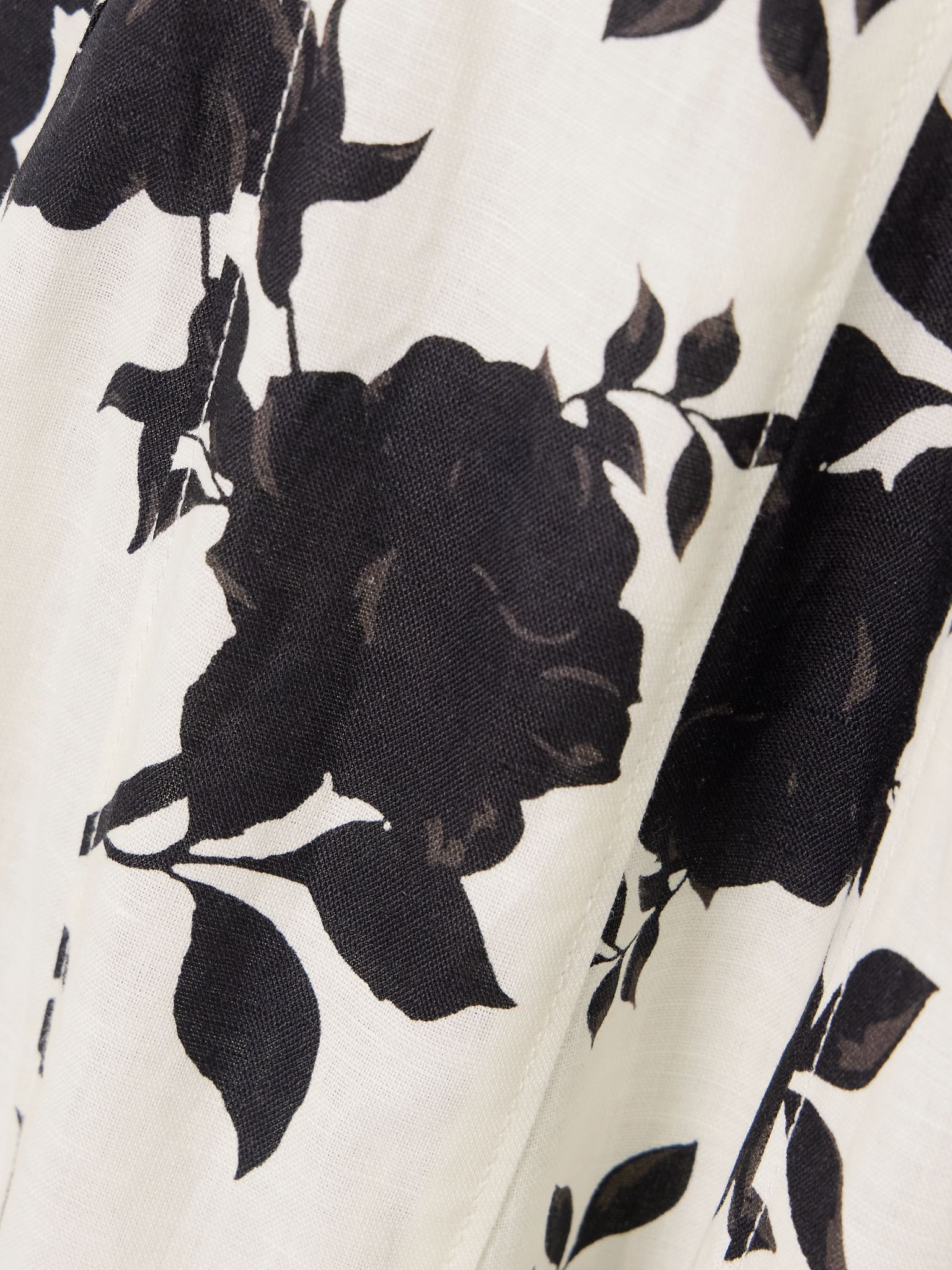 Floral-print linen and cotton-blend midi dress Off-white - 4