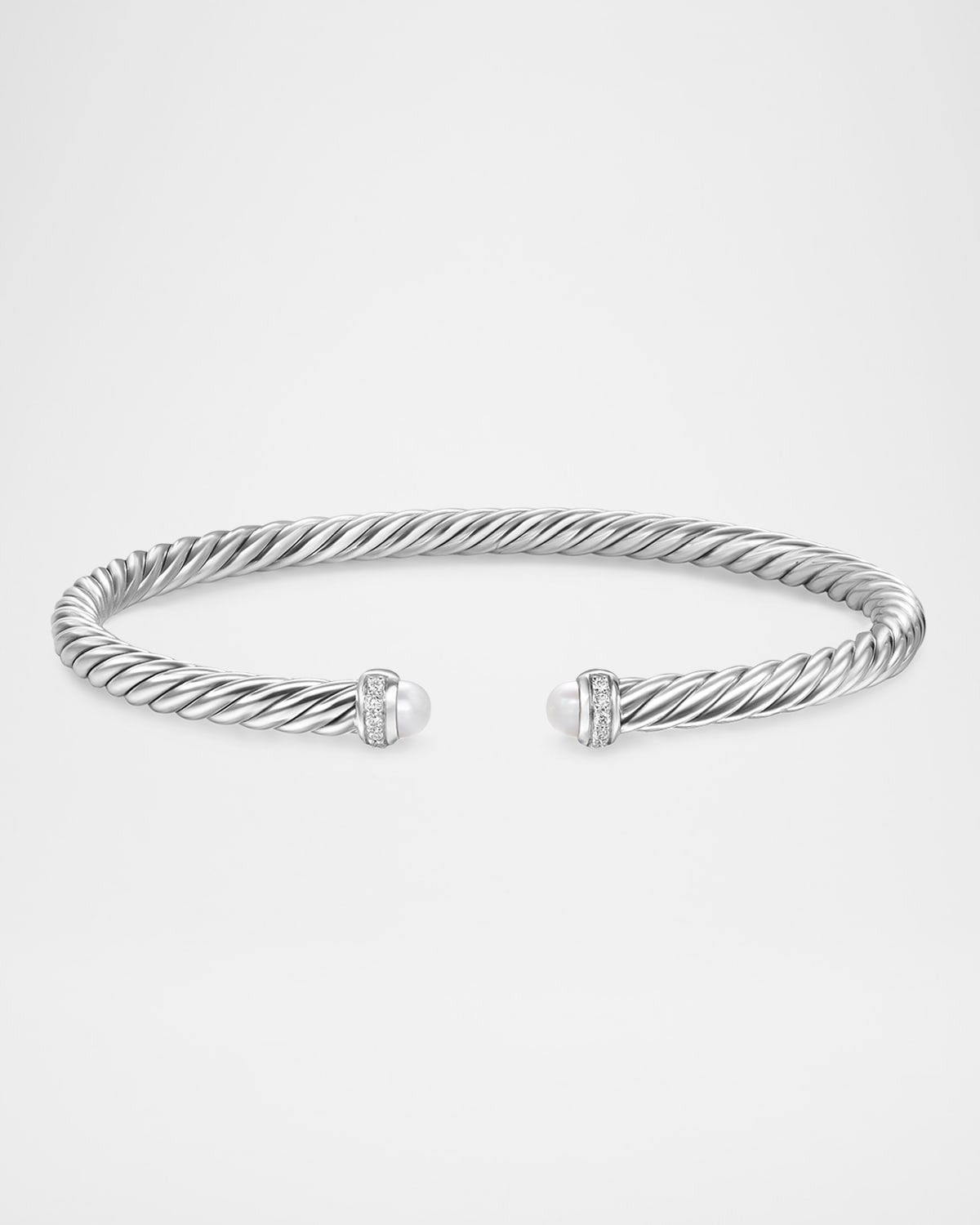 Modern Cable Flex Bracelet with Gemstones and Diamonds in Silver, 4mm - 7