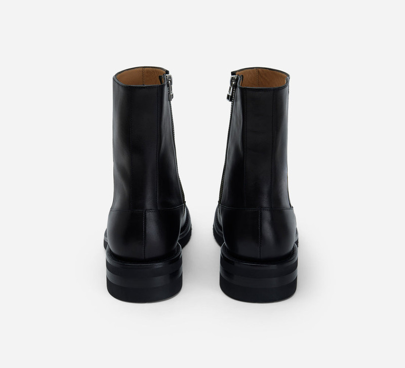 Square Toe Side Zip Boot - Black Calf Leather 3