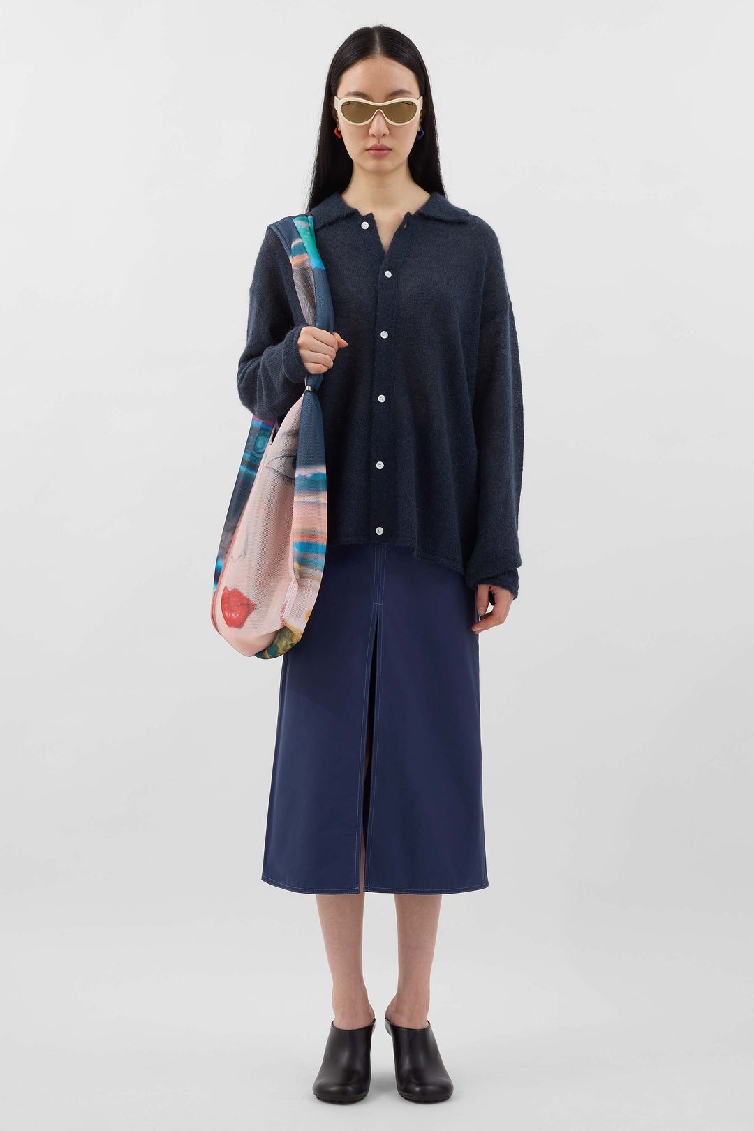 LONG SPLIT SKIRT / blue - 3