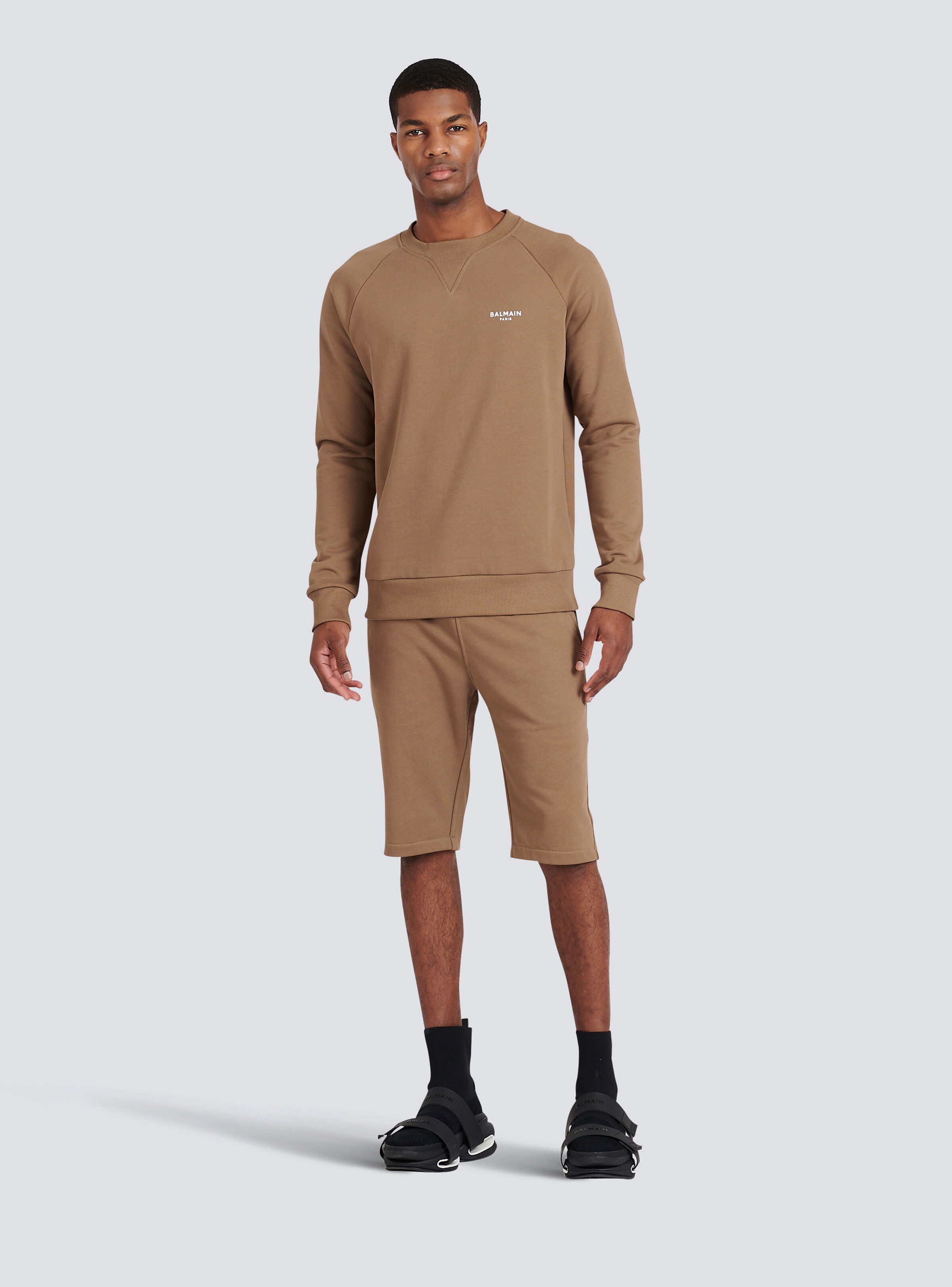 Eco-designed cotton sweatshirt with small flocked Balmain Paris logo - 2