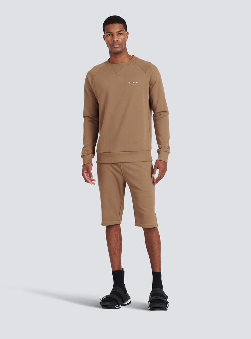 Balmain Eco-designed cotton sweatshirt with small flocked Balmain Paris logo outlook