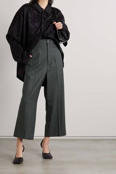 BALENCIAGA Cropped Prince of Wales checked wool straight-leg pants outlook