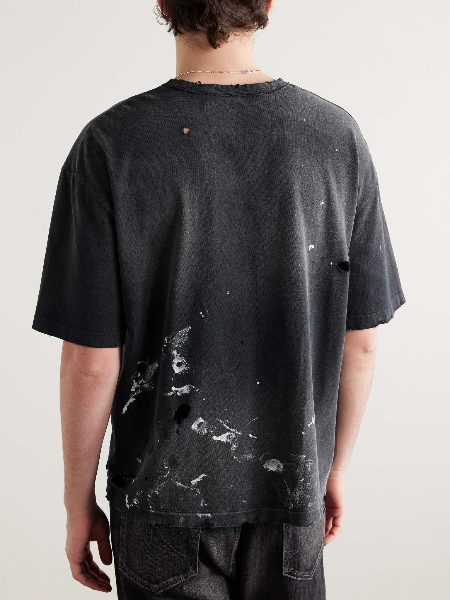 Savage Distressed Paint-Splattered Cotton-Jersey T-Shirt - 3