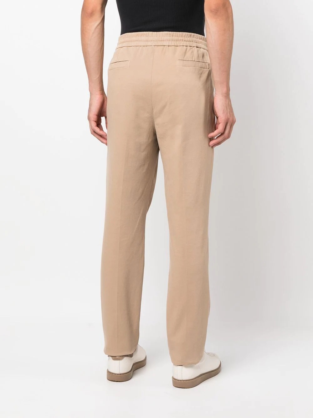 elasticated-waist straight-leg trousers - 4