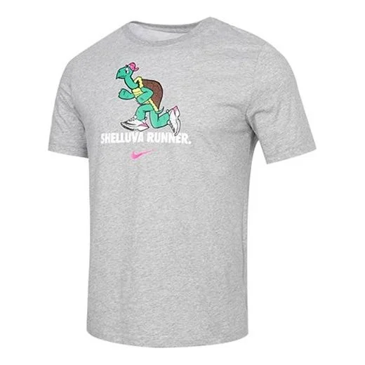 Nike Dri-FIT Tortoise Breathable Perspiration Print Running Short Sleeve For Men Grey Gray CZ9830-06 - 1
