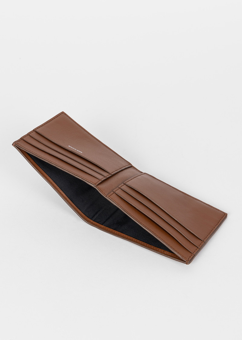 Brown Woven Front Calf Leather Billfold Wallet 3