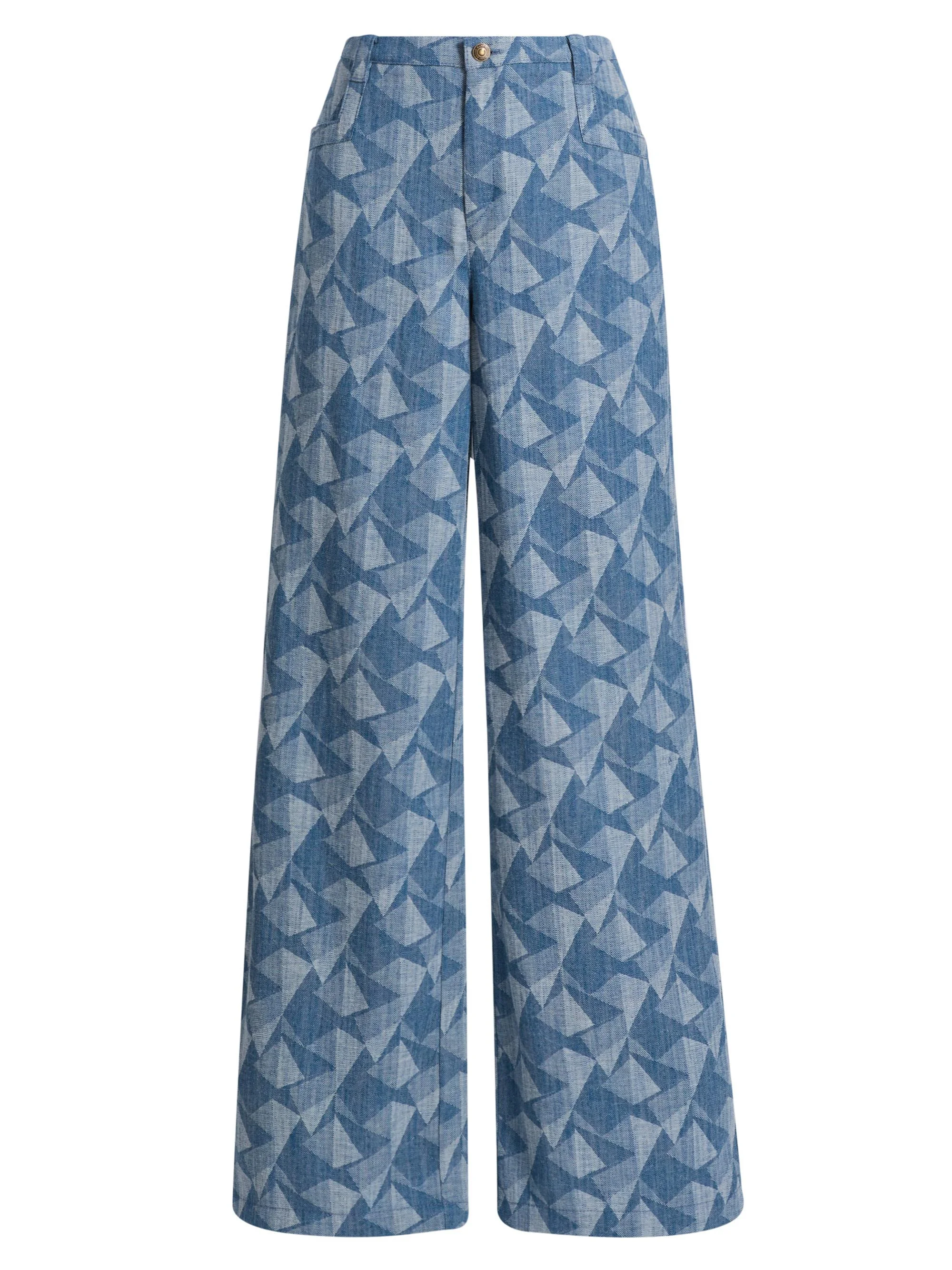 Women's Leo Geometric Wide-Leg Jeans - Geo Denim - 1