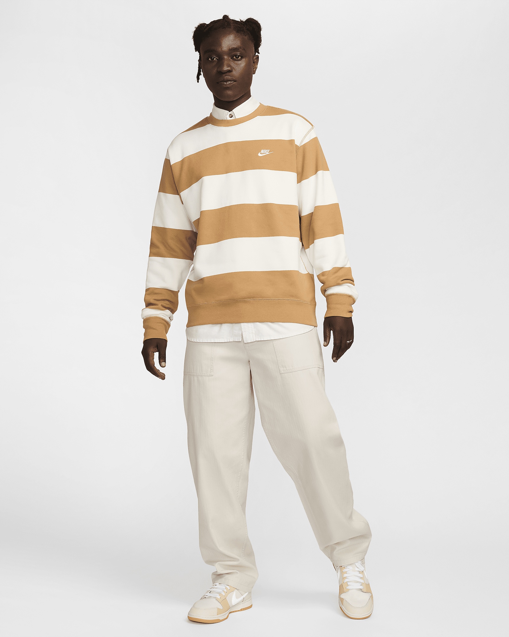 Nike Club Fleece Men's Striped Heavyweight French Terry Crew - 5