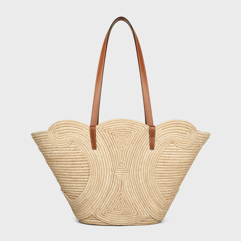 CELINE CLASSIC PANIER MEDIUM BRAIDED TRIOMPHE in RAFFIA and CALFSKIN 1