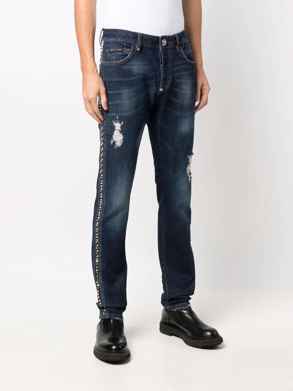 distressed straight-leg jeans - 3
