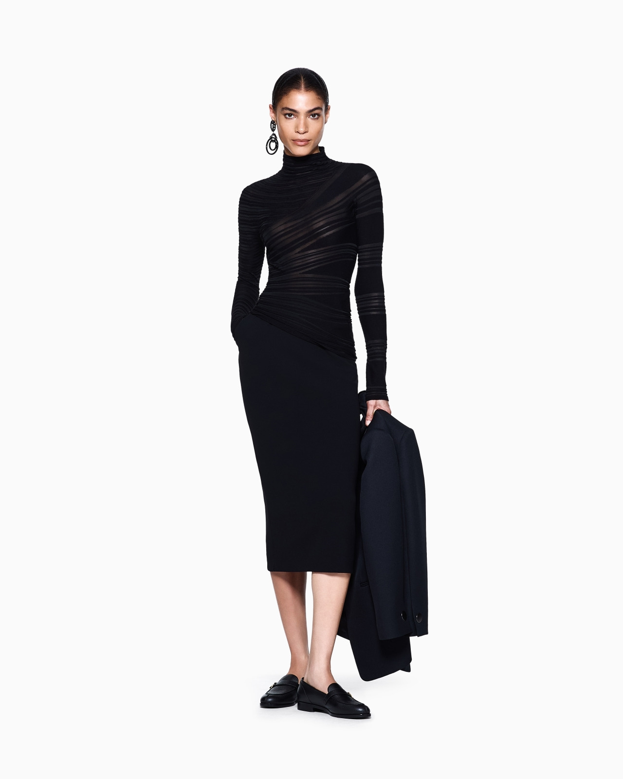 STRETCH, WOOL CRÊPE MIDI SKIRT - 2