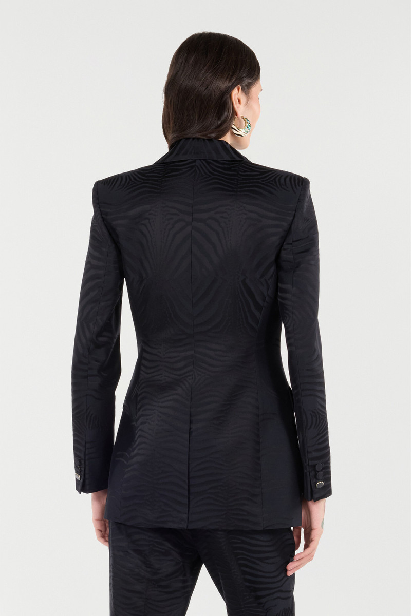 Blazer With Solid-Color Tiger Skin Design 4