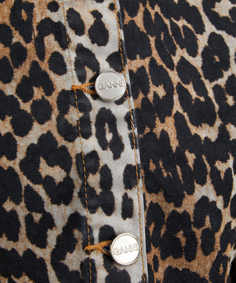 Leopard Print Flock Denim Blouse 5