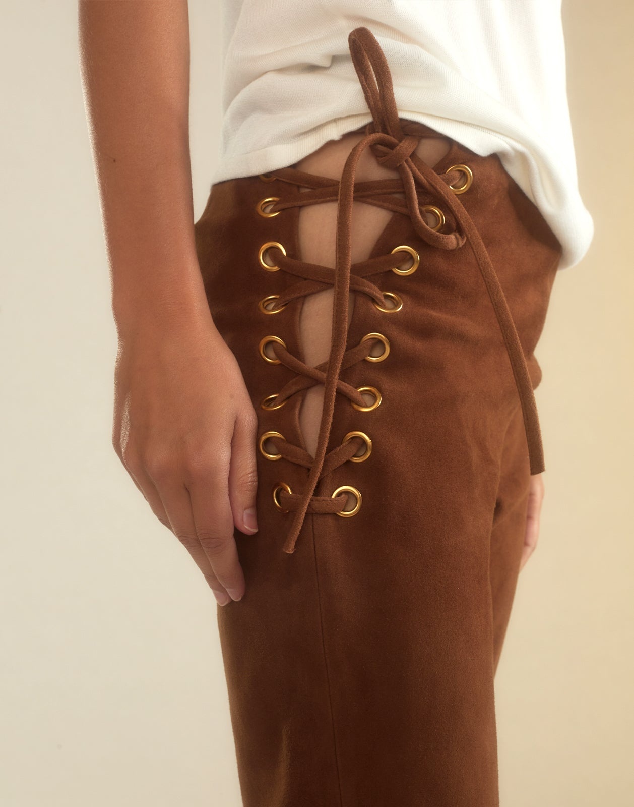 Liv Lace-Up Suede Pants - 5