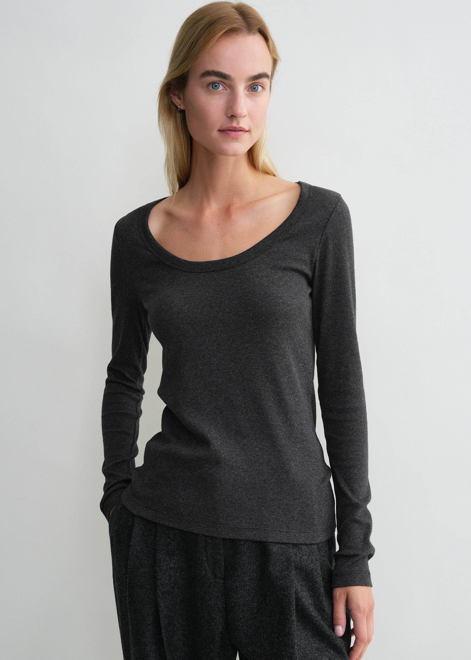 Classic rib top charcoal melange - 4